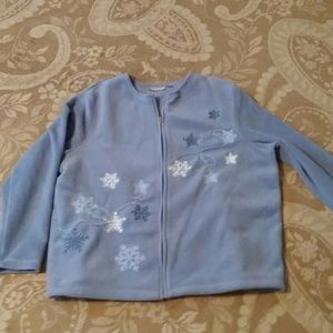 Embroidered zip front fleece